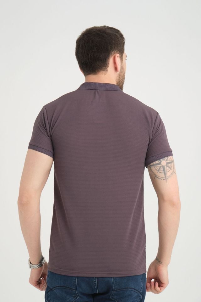 Varetta Küllü Mor Pamuklu Kısa Kollu Polo Yaka T shirt