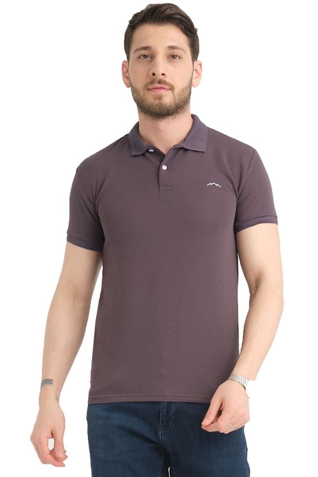 Varetta Küllü Mor Pamuklu Kısa Kollu Polo Yaka T shirt