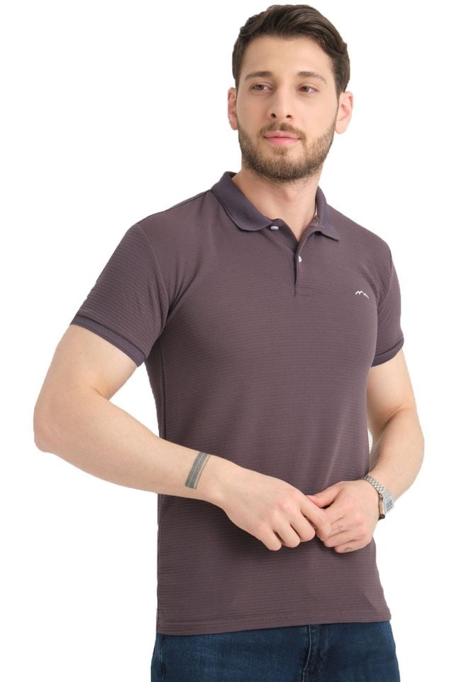 Varetta Küllü Mor Pamuklu Kısa Kollu Polo Yaka T shirt