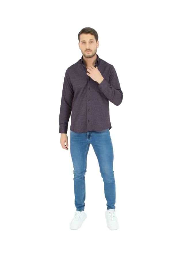 Varetta Erkek Mürdüm Kaliteli Kumlu Kışlık Cepli Klasik Kesim Gömlek