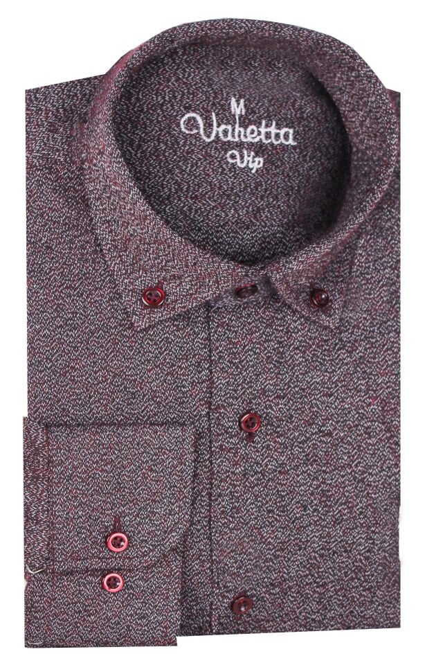 Varetta Erkek Mürdüm Kaliteli Kumlu Kışlık Cepli Klasik Kesim Gömlek