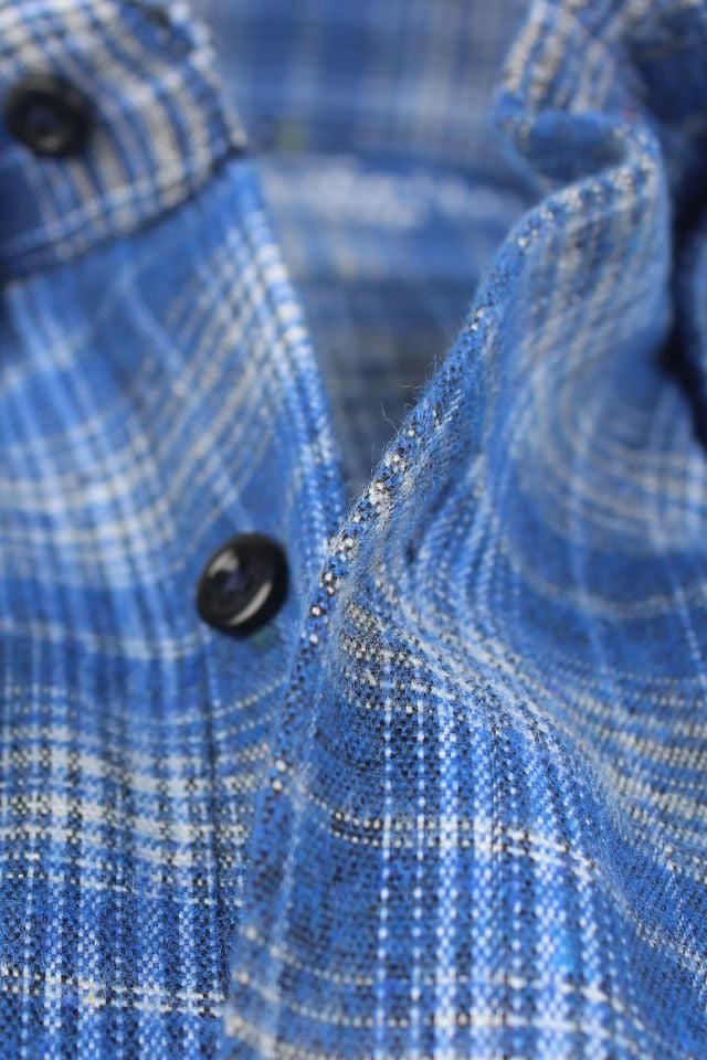 Varetta Erkek Mavi Kışlık Gömlek Kareli Klasik Kesim Yaka Düğmeli