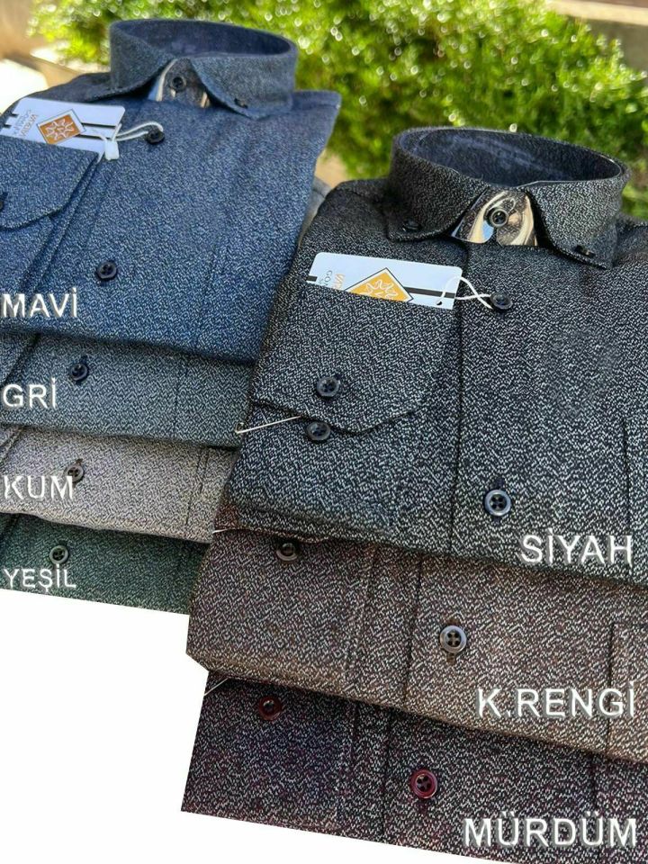 Varetta Erkek Siyah Kumlu Kışlık Cepli Klasik Kesim Yaka Düğmeli Gömlek