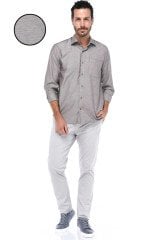 Erkek Gri Klasik Kesim Uzun Kol Tek Cepli Gömlek