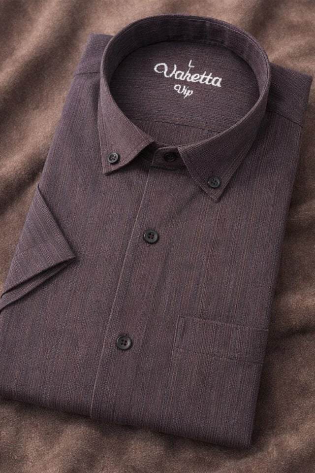 Varetta Erkek Bordo Kısa Kollu Cepli Yazlık Pamuklu Gömlek