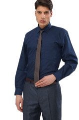Varetta Erkek Lacivert Klasik Kesim Uzun Kol Tek Cepli Gömlek
