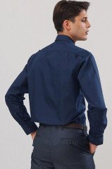 Varetta Erkek Lacivert Klasik Kesim Uzun Kol Tek Cepli Gömlek