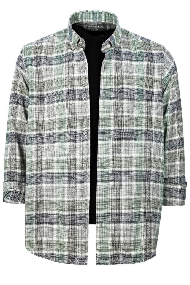 Varetta Erkek Yeşil Kışlık Kareli Klasik Kesim Yaka Düğmeli Gömlek