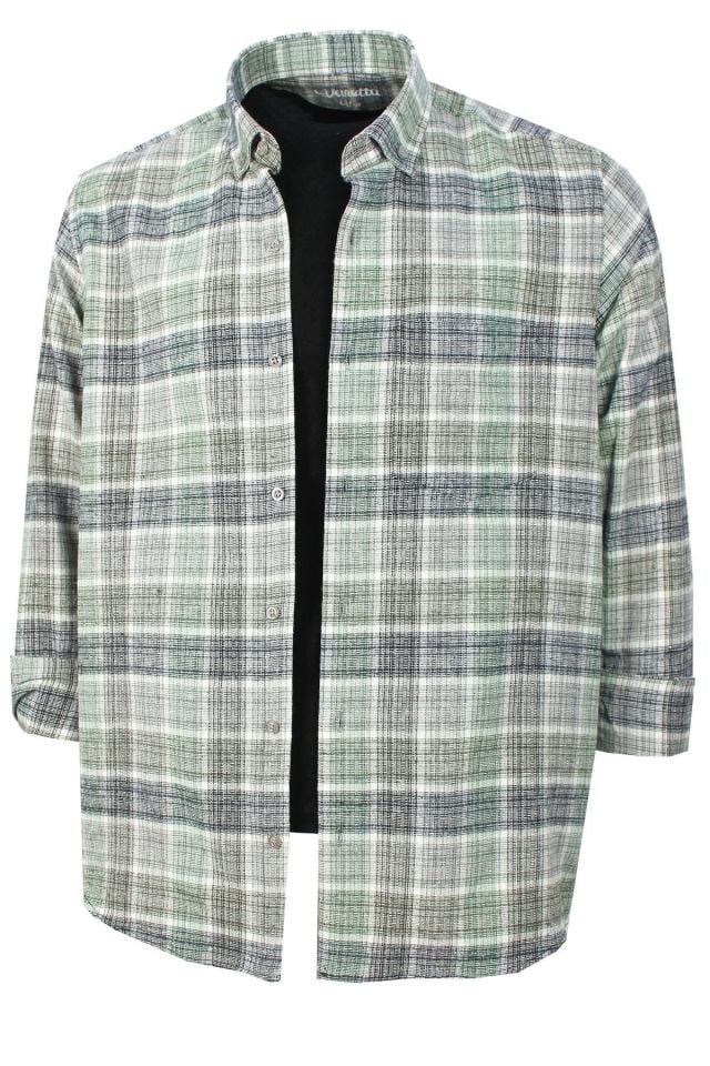 Varetta Erkek Yeşil Kışlık Kareli Klasik Kesim Yaka Düğmeli Gömlek