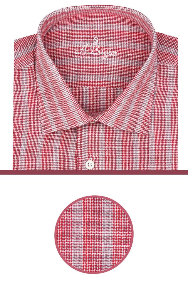 Erkek Gül Kurusu Kareli Uzun Kollu Klasik Kesim Gömlek