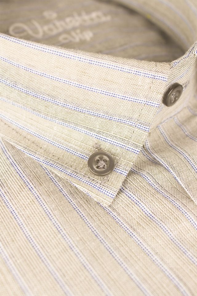 Varetta Erkek Bej Kareli Uzun Kol Klasik Kesim Yaka Düğmeli Gömlek