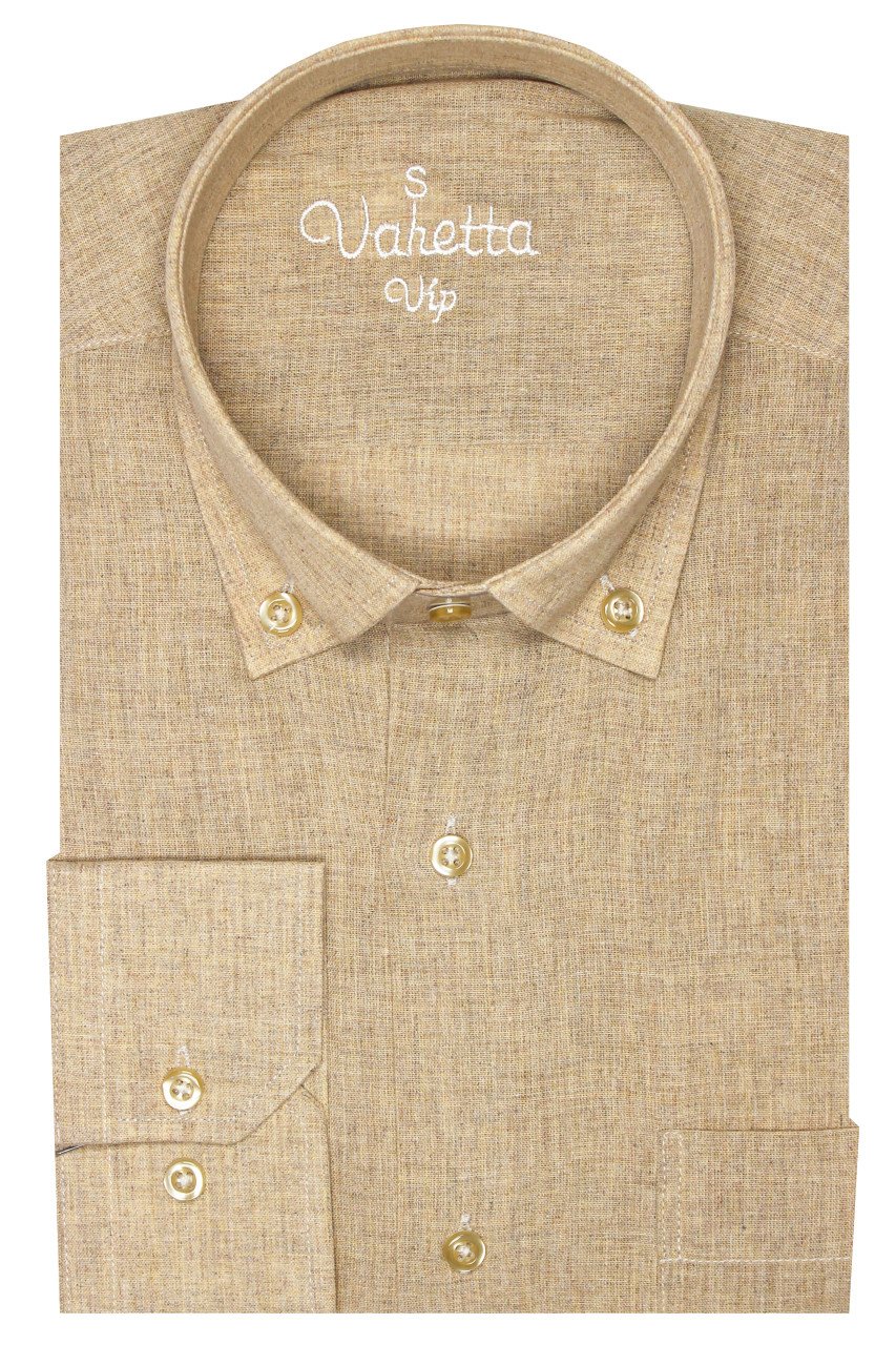Erkek Camel Rengi %100 Pamuklu Klasik Kesim  Erkek Gömlek
