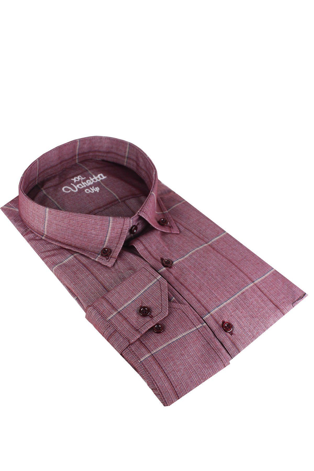 Varetta Erkek Gül Kurusu Büyük Beden Uzun Kollu Yaka Düğmeli Gömlek