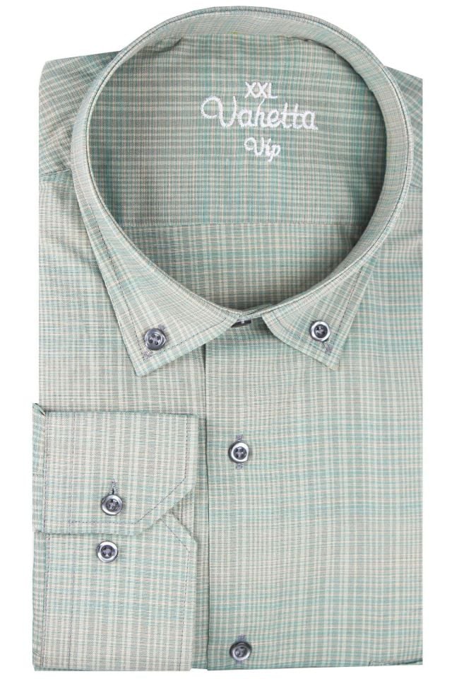 Varetta Erkek Su Yeşili Büyük Beden Uzun Kollu Yaka Düğmeli Gömlek
