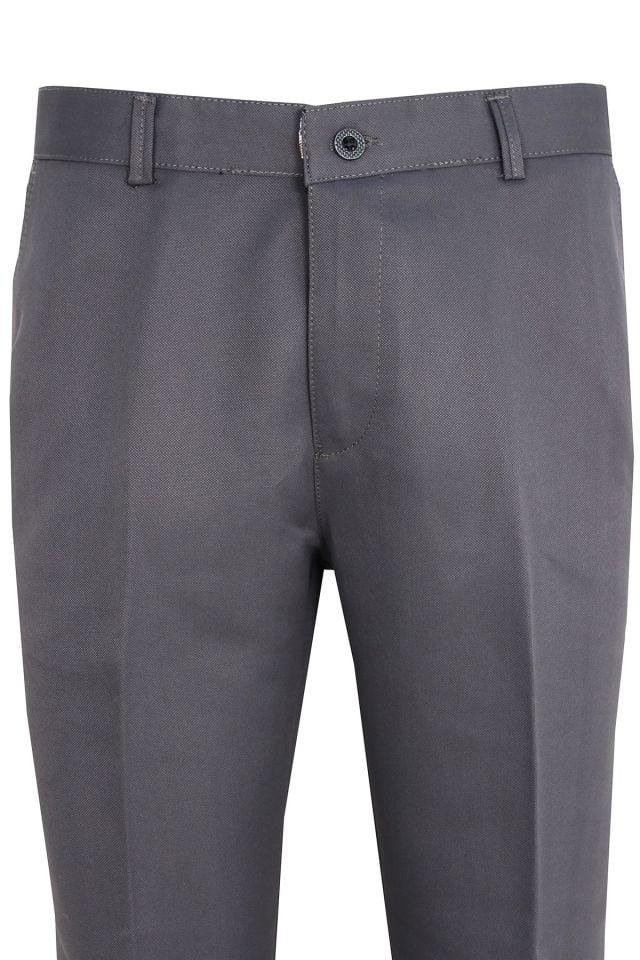 Varetta Erkek Gri Keten Pantolon Armürlü Klasik Kesim