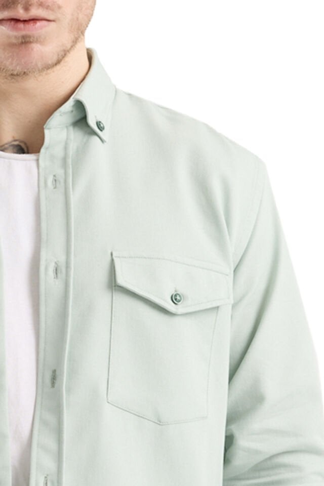 Varetta Erkek Yeşil Kot Gömlek – Çift Cepli Rahat Kalıp