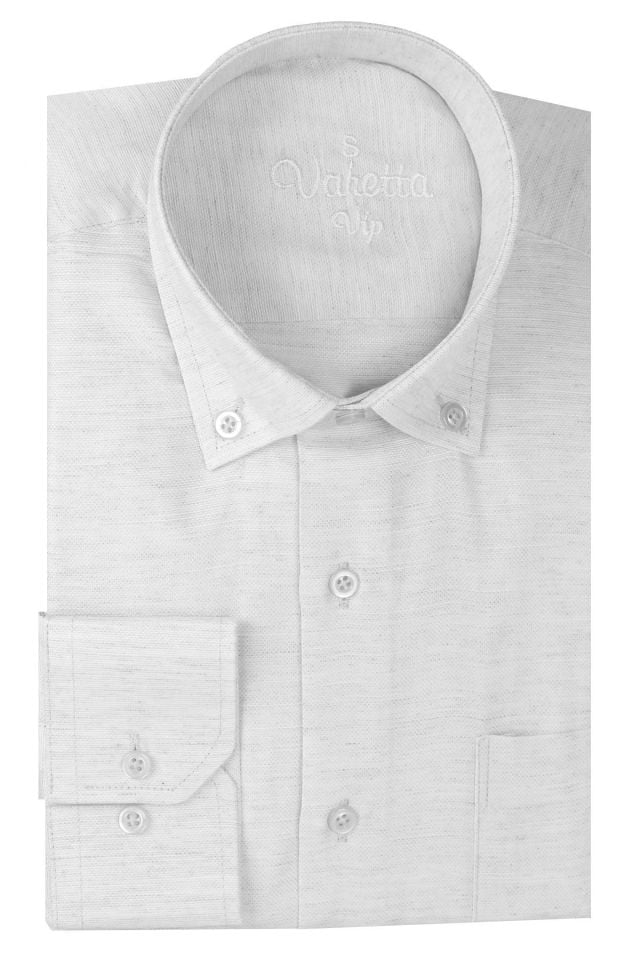 Varetta Erkek Bulut Gri Uzun Kollu Klasik Kesim Cepli Yaka Düğmeli Gömlek