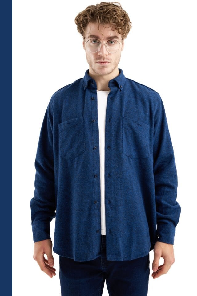 Varetta Parlament Mavi Erkek Kalın Kışlık Oduncu Gömlek – Çift Cepli Rahat Kalıp