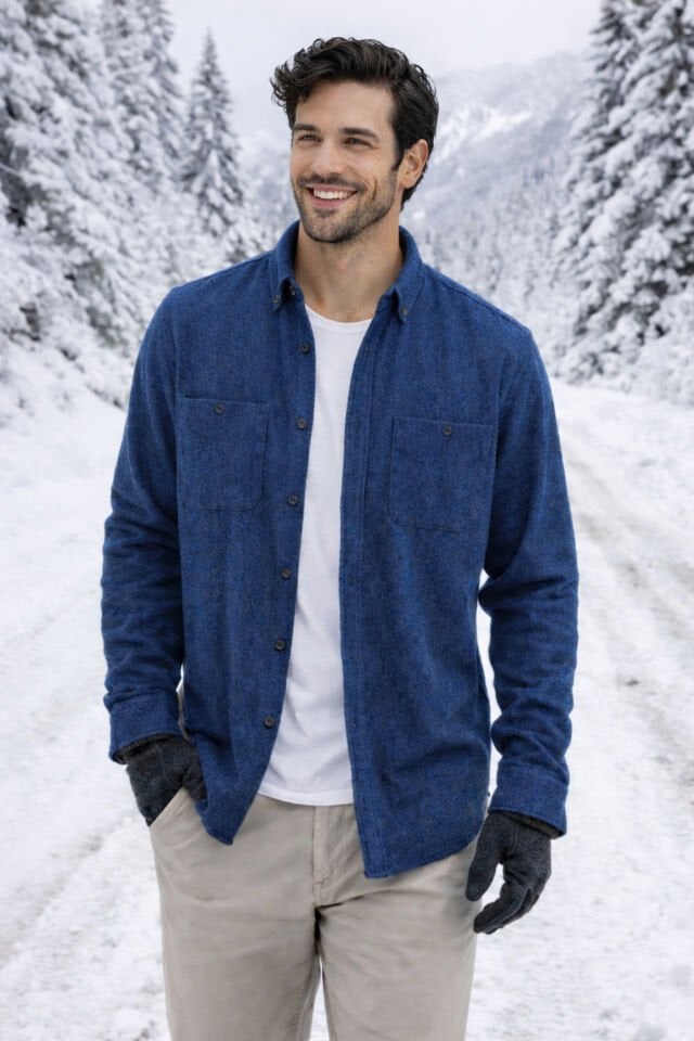 Varetta Parlament Mavi Erkek Kalın Kışlık Oduncu Gömlek – Çift Cepli Rahat Kalıp