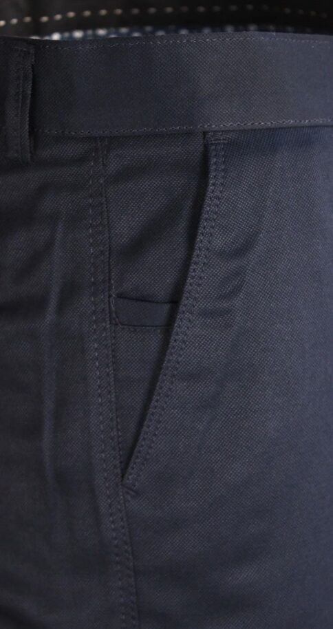 Varetta Erkek Lacivert Keten Pantolon Klasik Kesim Armürlü