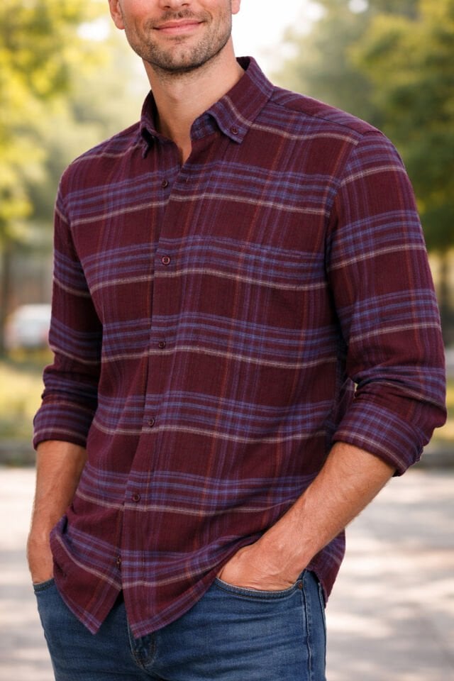 Varetta Erkek Bordo Kareli Klasik Kesim Kışlık Gömlek