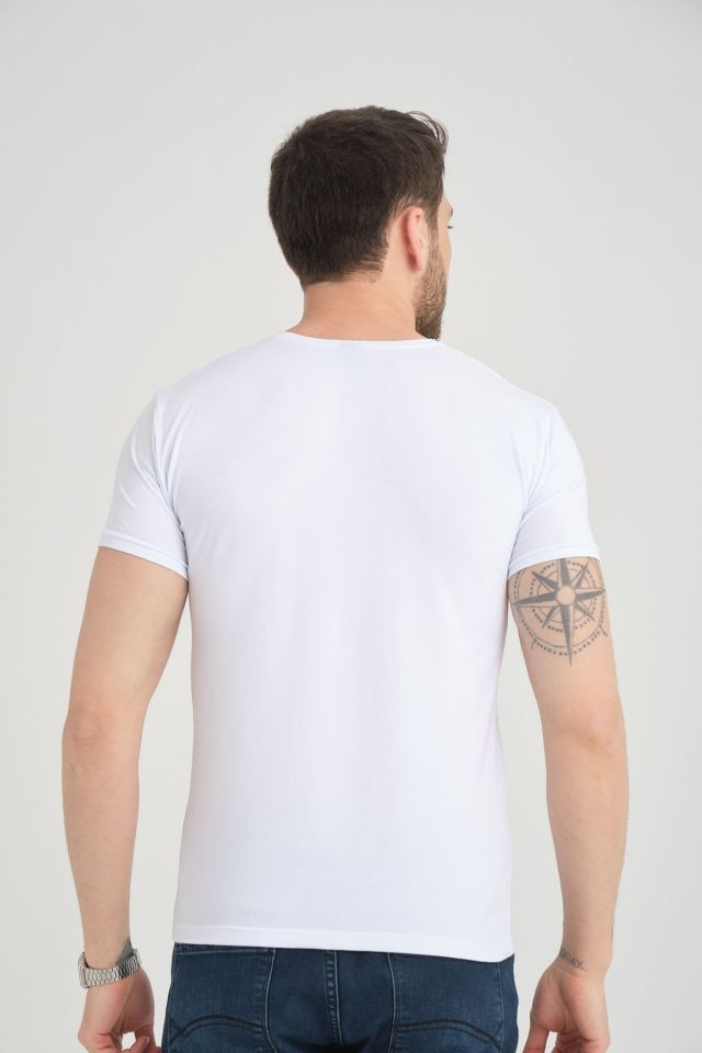 Varetta Erkek Beyaz Bisiklet Yaka Kısa Kollu T shirt