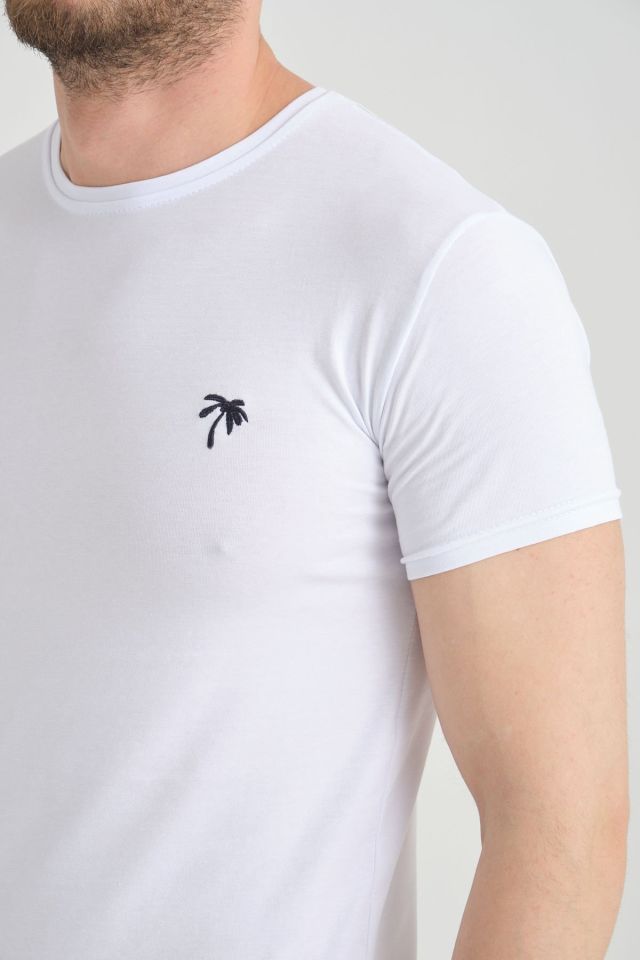 Varetta Erkek Beyaz Bisiklet Yaka Kısa Kollu T shirt