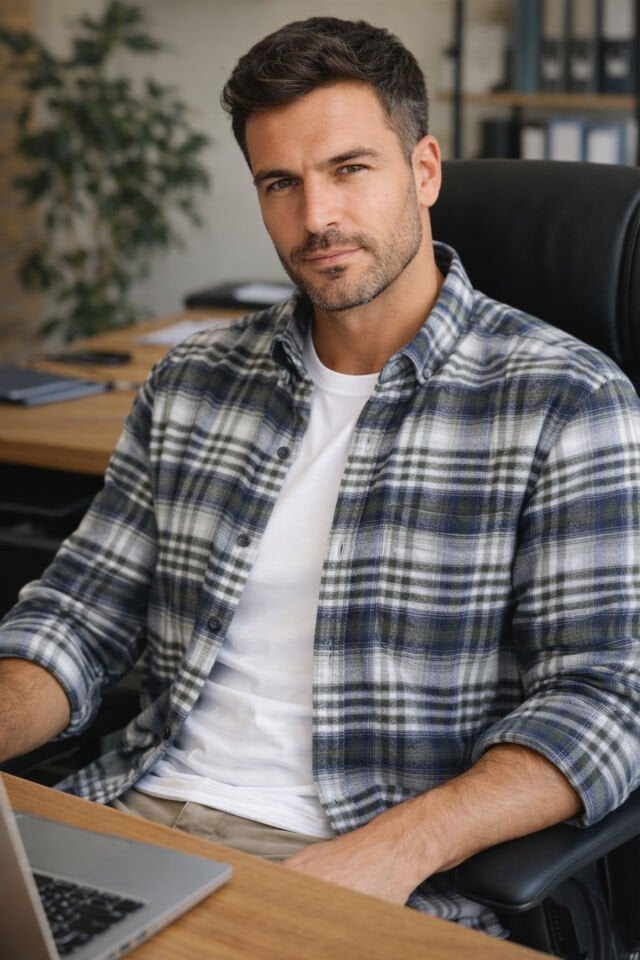 Varetta Erkek Yeşil Kışlık Gömlek Kareli Klasik Kesim Yaka Düğmeli