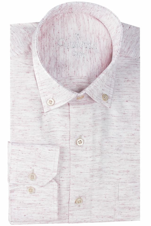 Varetta Erkek İran Pembesi Uzun Kollu Cepli Yaka Düğmeli Gömlek