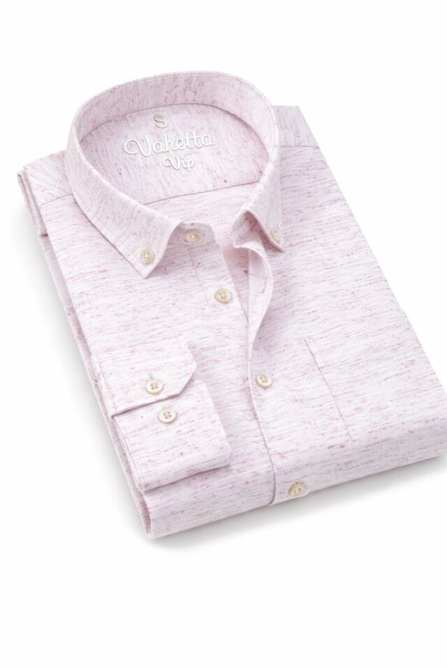 Varetta Erkek İran Pembesi Uzun Kollu Cepli Yaka Düğmeli Gömlek