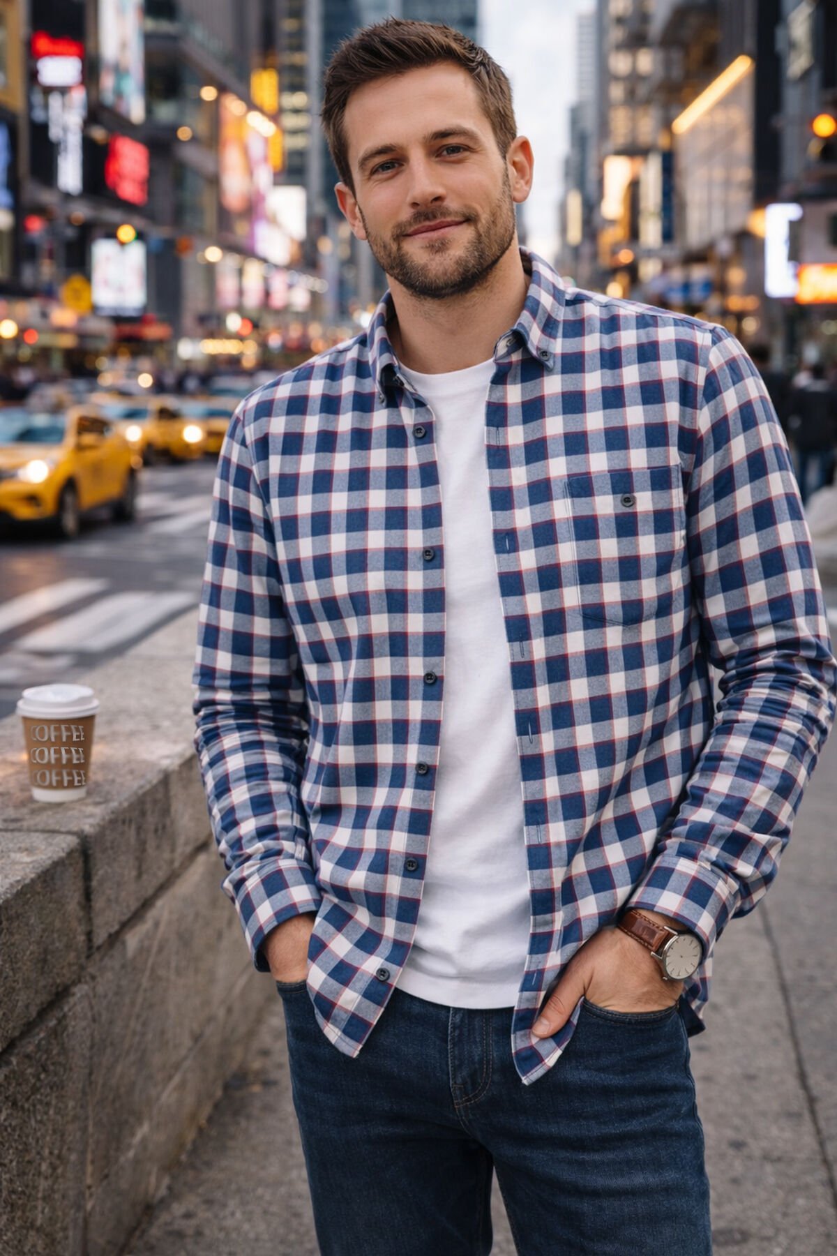 Varetta Erkek Mavi Kışlık Gömlek Kareli Yünlü Cepli Geniş Kesim