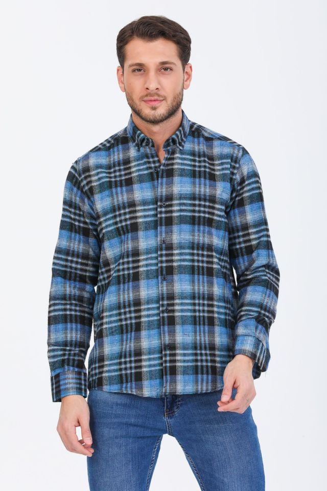 Varetta Erkek Siyah Klasik Kesim Yaka Düğmeli Kışlık Gömlek