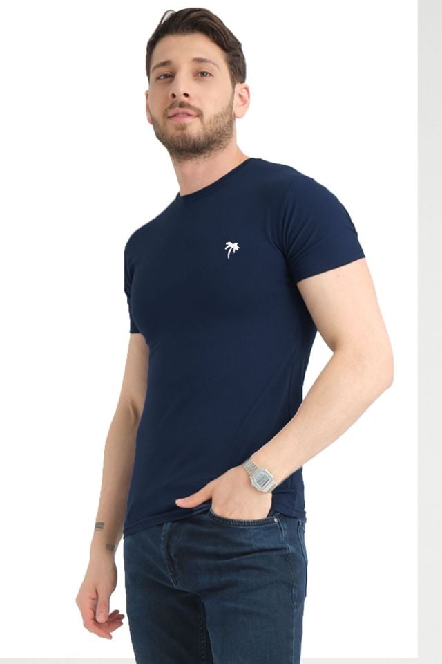 Varetta Erkek Koyu Lacivert Bisiklet Yaka Kısa Kollu T shirt