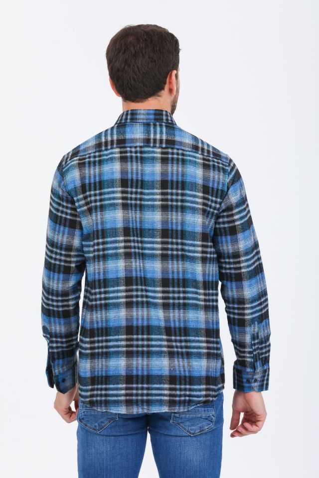 Varetta Erkek Siyah Klasik Kesim Yaka Düğmeli Kışlık Gömlek