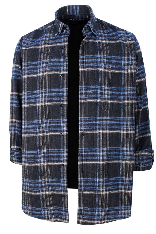 Varetta Erkek Siyah Kışlık Gömlek Klasik Kesim Yaka Düğmeli