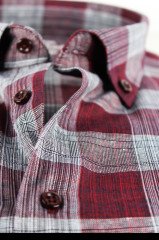 Erkek Beyaz Bordo Süper Büyük Beden Uzun Kol Yaka Düğmeli Kareli Tek Cepli  Gömlek