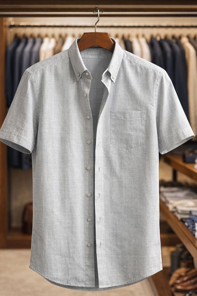 Varetta Erkek Gri Kısa Kollu Gömlek Geniş Kesim Cepli Pamuklu