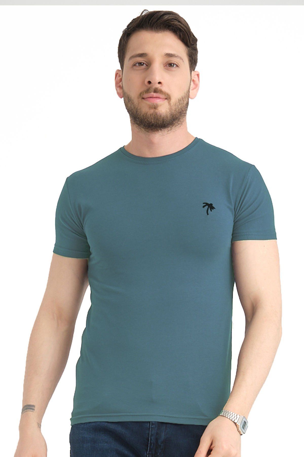 Varetta Erkek Soft Mavi Bisiklet Yaka Kısa Kollu T shirt
