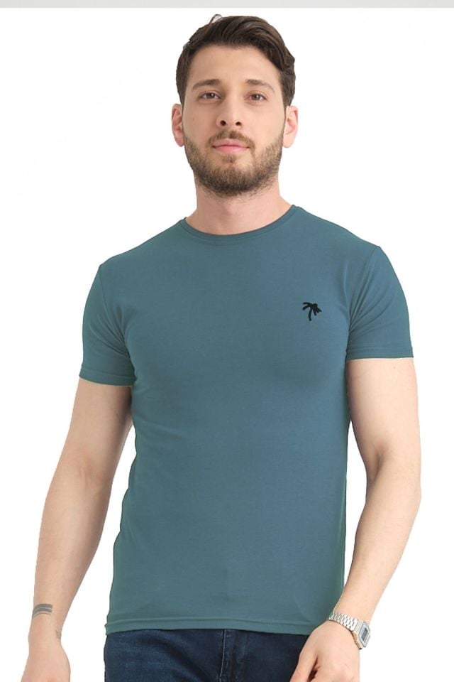 Varetta Erkek Soft Mavi Bisiklet Yaka Kısa Kollu T shirt