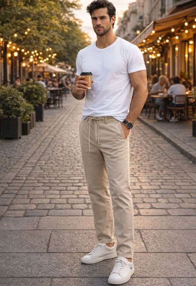 Varetta Erkek Kum Beji Jogger Pantolon – Lastikli Bel, Likralı, Regular Fit Jogger