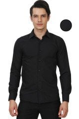 Varetta Erkek Siyah Düz Slim Fit Uzun Kollu Gömlek