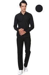 Varetta Erkek Siyah Düz Slim Fit Uzun Kollu Gömlek