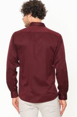 Varetta Erkek Bordo Düz Slim Fit Uzun Kol Gömlek