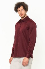 Varetta Erkek Bordo Düz Slim Fit Uzun Kol Gömlek