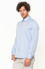 Varetta Erkek Buz Mavi Düz Slim Fit Uzun Kollu Gömlek