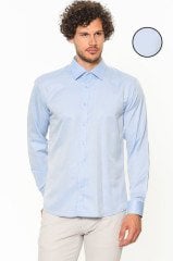 Varetta Erkek Buz Mavi Düz Slim Fit Uzun Kollu Gömlek