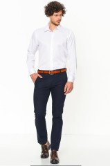 Varetta Erkek Beyaz Düz Slim Fit Uzun Kol Gömlek