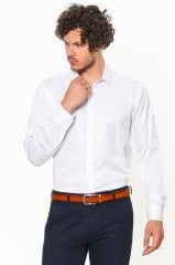 Varetta Erkek Beyaz Düz Slim Fit Uzun Kol Gömlek