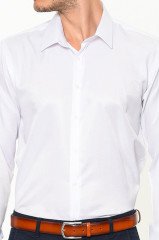 Varetta Erkek Beyaz Düz Slim Fit Uzun Kol Gömlek
