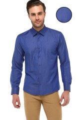 Varetta Erkek Koyu Mavi Düz Slim Fit Uzun Kollu Gömlek